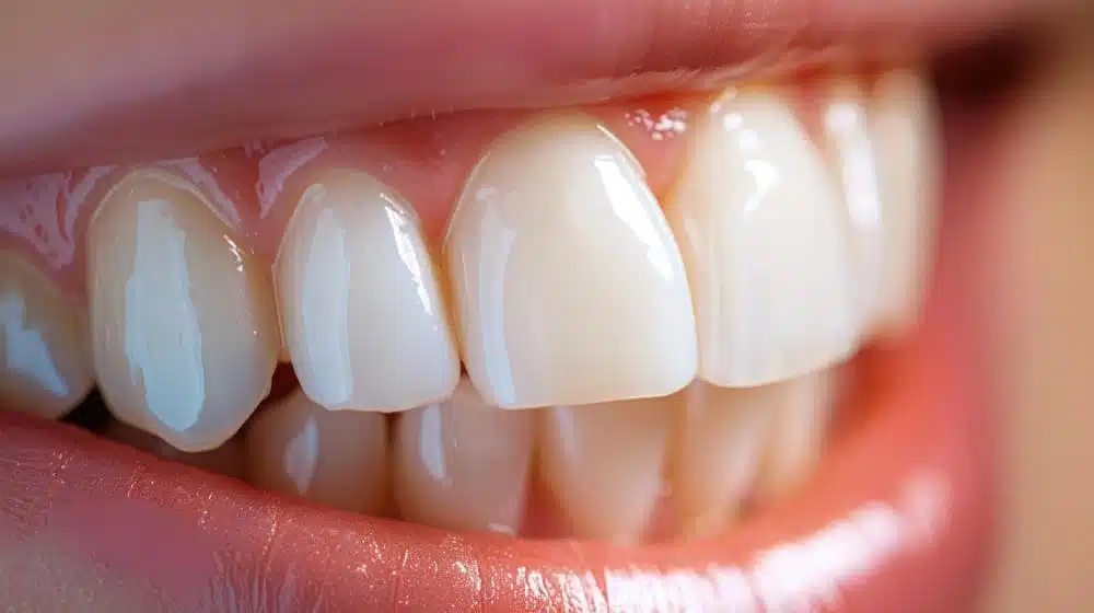 A patient receiving dental bonding treatment in a modern dental clinic.