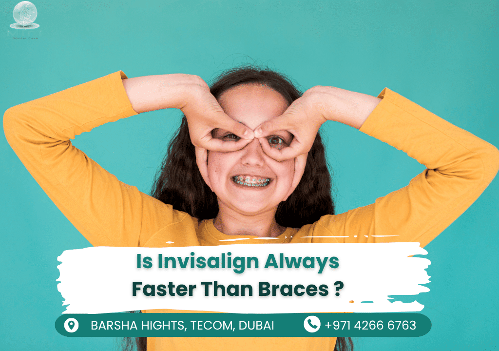 Dentist comparing Invisalign and braces for different orthodontic cases in Dubai clinic