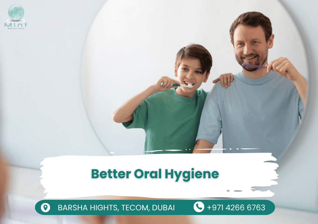 Patient easily flossing between Damon braces’ spaced brackets, demonstrating improved hygiene vs. crowded traditional braces.