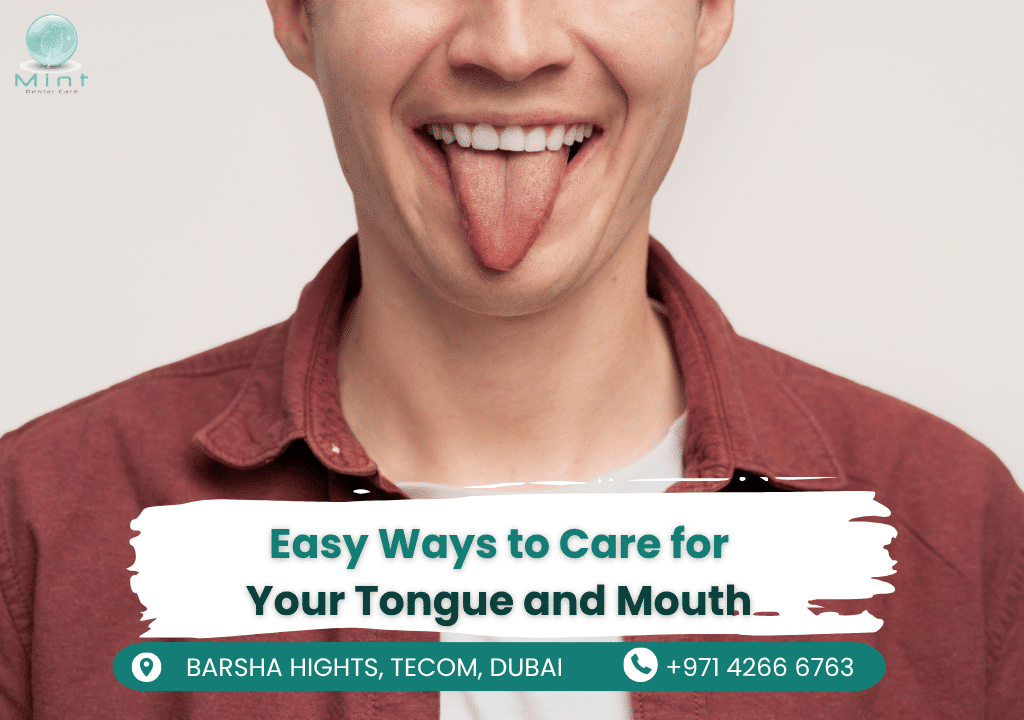 Close-up of a person gently cleaning their tongue with a scraper, demonstrating proper oral hygiene.