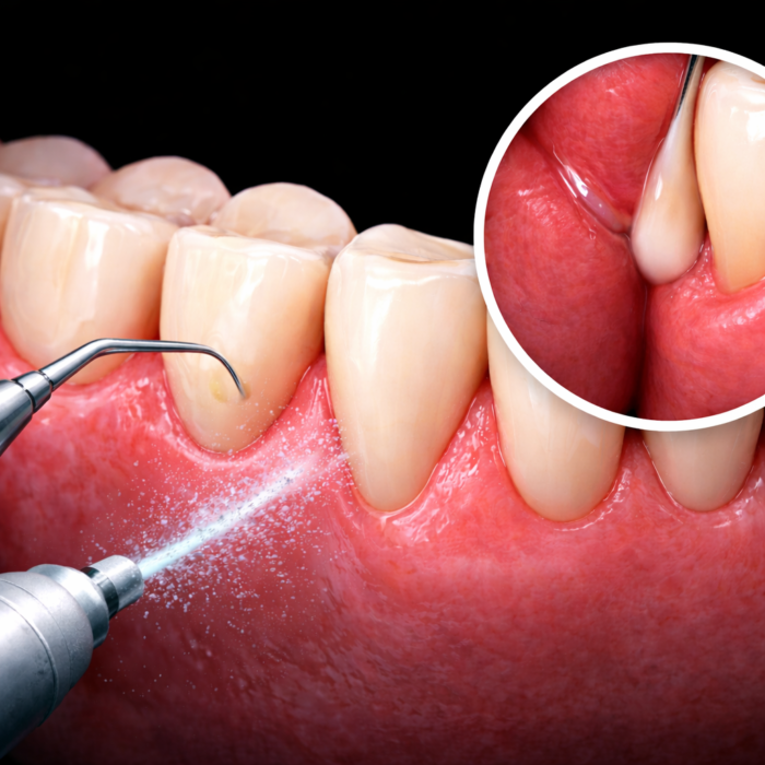 Healthy gums and dental tools at Mint Dental Care