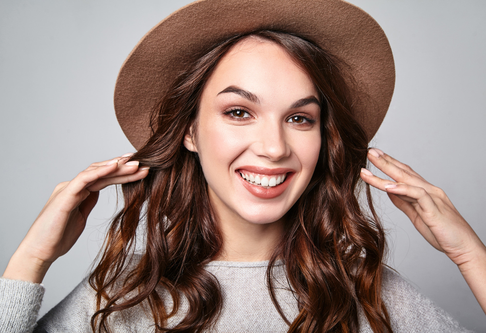 Close-up of a smile with porcelain veneers at Mint Dental Care in Dubai